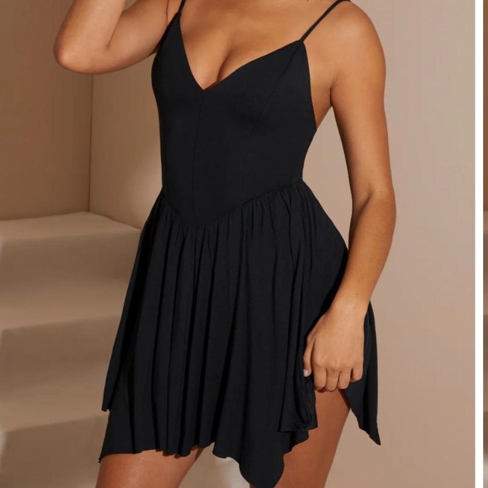 Oh Polly Black Pleated Mini Dress